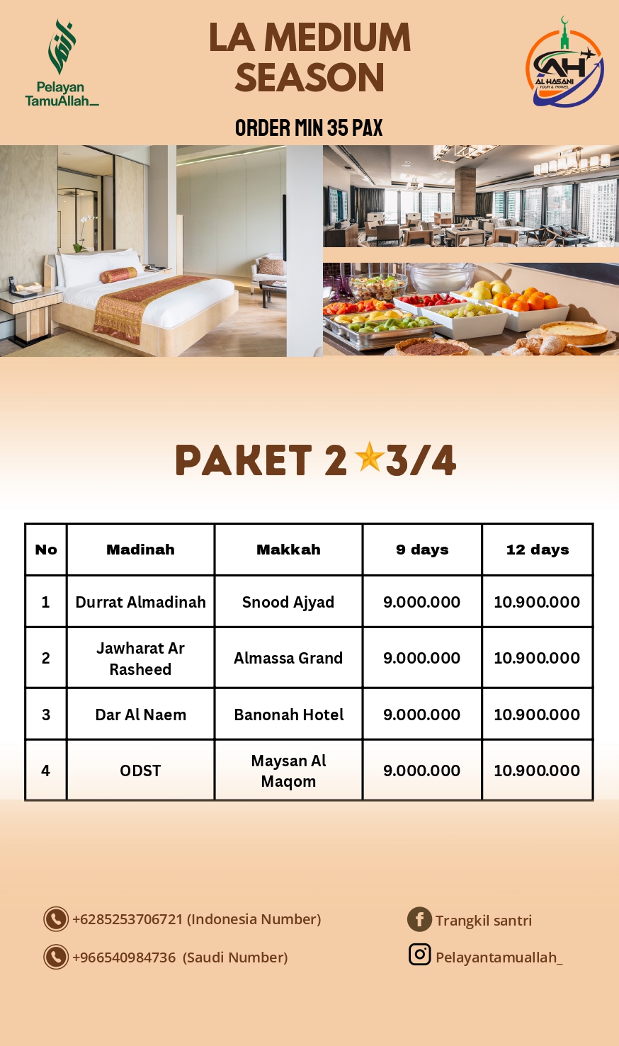 Paket Umroh Paket Umrah Nyaman Bintang 3/4 (9 Hari) - Durrat Almadinah & Snood Ajyad