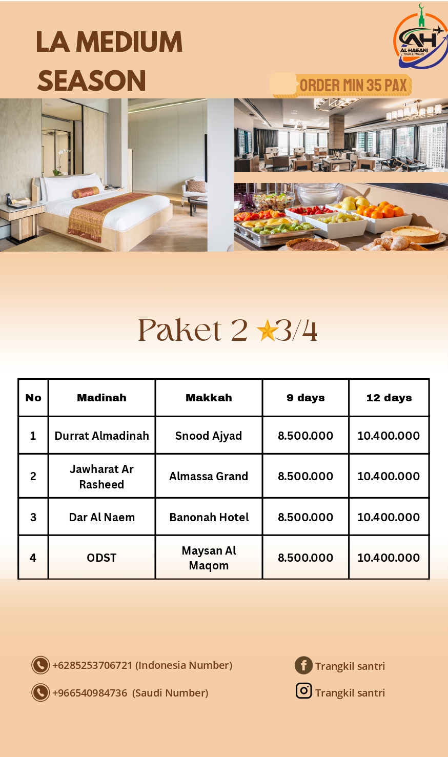 Paket Umroh Paket Umrah Eksklusif Bintang 3/4 (12 Hari) - Jawharat Ar Rasheed & Almassa Grand