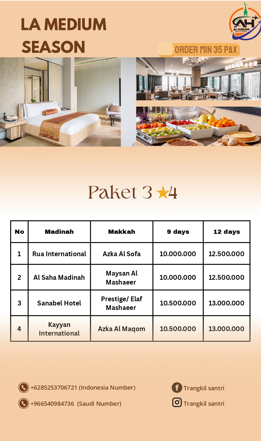 Paket Umroh Paket Umrah Premium Bintang 4 (12 Hari) - Sanabel Hotel & Prestige/Elaf Mashaeer