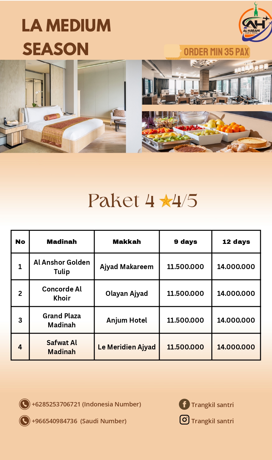 Paket Umrah VIP Bintang 4/5 (12 Hari) - Grand Plaza Madinah & Anjum Hotel